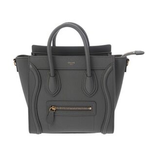Celine Luggage Gray Drummed Calfskin Handbag
